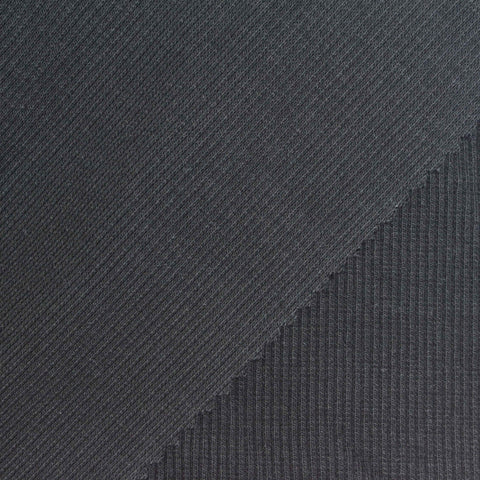Cotton Polyester Stretch Rib Knit Fabric, 380 gsm, 130 cm — Grey