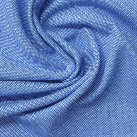 Cotton Polyester Stretch Piqué Knit Fabric, 207 gsm, 160 cm — Blue