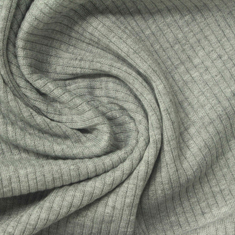 Grey Heather Rib Knit, Poly-Viscose