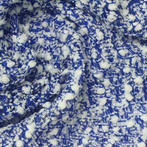 Jacquard Polyester Acrylic Metallic Chunky Knit Fabric, 142 gsm, 158 cm — Blue
