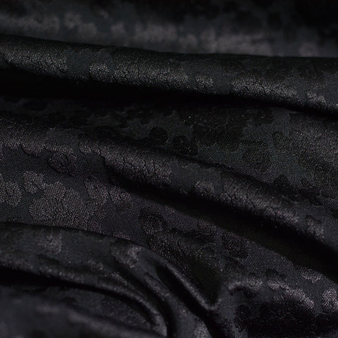 Black Tone-on-Tone Floral Jacquard, Poly-Viscose