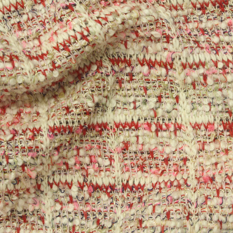 Jacquard Polyester Cotton Bouclé Fabric, 450 gsm, 167 cm — White