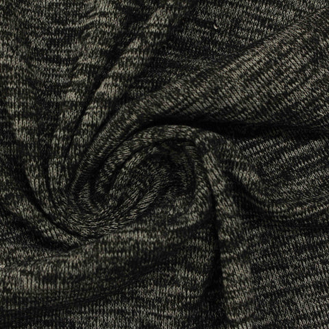 Black Heathered-Marl Jersey Knit, Viscose-Poly, 260 gsm