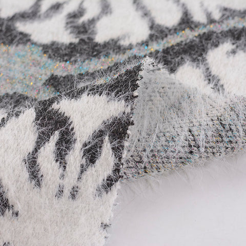 White Iridescent-Line Jacquard, Nylon-Poly