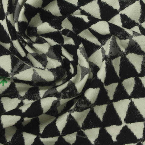 Black Geometric-Triangle Jersey Knit, Cotton-Viscose