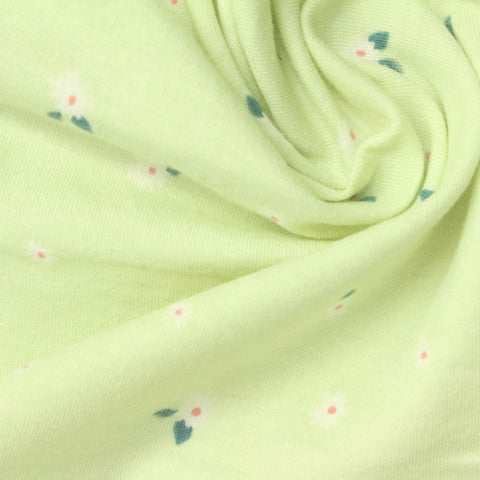 White Flowers Jersey Knit, Cotton, 140 gsm