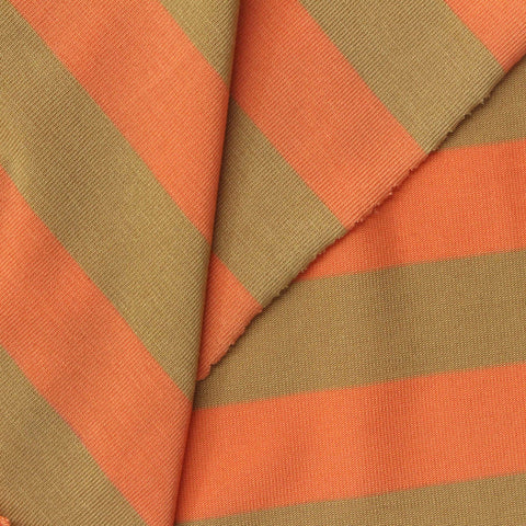 Orange Horizontal-Stripe Jersey Knit, Tencel Lyocell, 230 gsm
