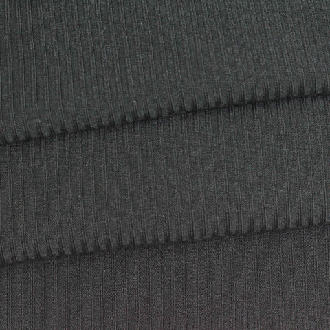 Dark Grey Vertical-Stripe Rib Knit, Polyester, 230 gsm