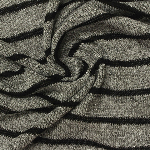 Black Horizontal-Stripe Knit, Poly-Viscose, 170 gsm, 160 cm