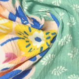 Blue Floral Crepe, Cotton-Nylon — photo 2