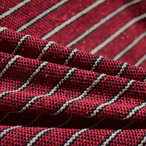 Red Horizontal-Stripe Chunky Knit, 200 gsm