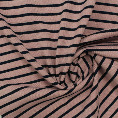 Black Stripes Jersey Knit, Poly-Viscose, 224 gsm