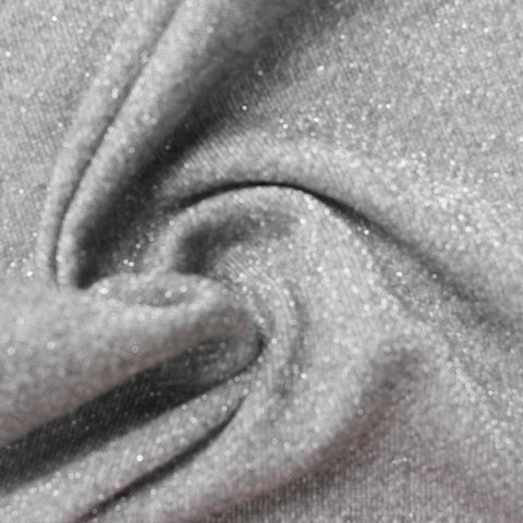 Silver Glitter French Terry, Poly-Cotton