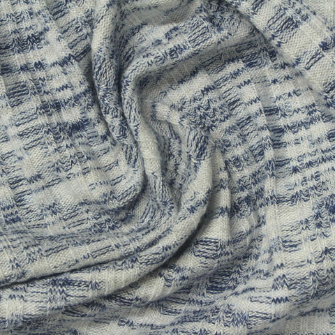 White Marl Rib Knit, Poly-Viscose, 280 gsm