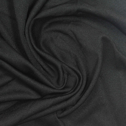 Polyester Stretch Milk Silk Knit Fabric, 240 gsm, 165 cm — Black