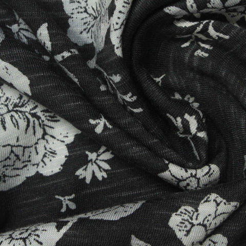 White Floral Jersey Knit, Cotton-Modal