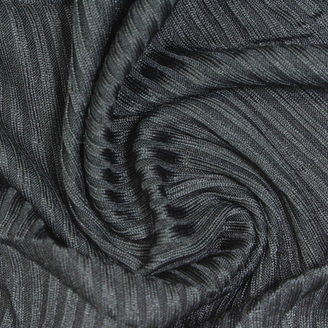 Dark Grey Marl Rib Knit, Polyester, 280 gsm