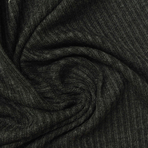 Viscose Polyester Stretch Rib Knit Fabric, 290 gsm, 160 cm — Black
