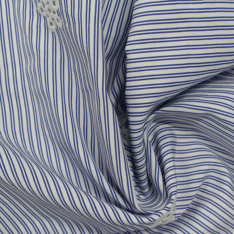 Blue Vertical-Stripe Lace, Polyester
