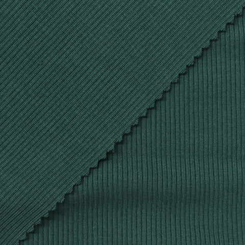 Modal Polyester Stretch Rib Knit Fabric, 410 gsm, 140 cm — Green