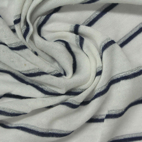 Navy Horizontal-Stripe Knit, Polyester, 115 gsm