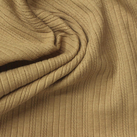Cotton Stretch Rib Knit Fabric, 200 gsm — Khaki