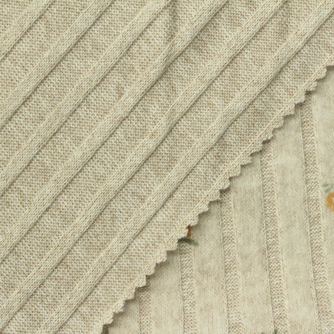 Yellow Flowers Rib Knit, Polyester