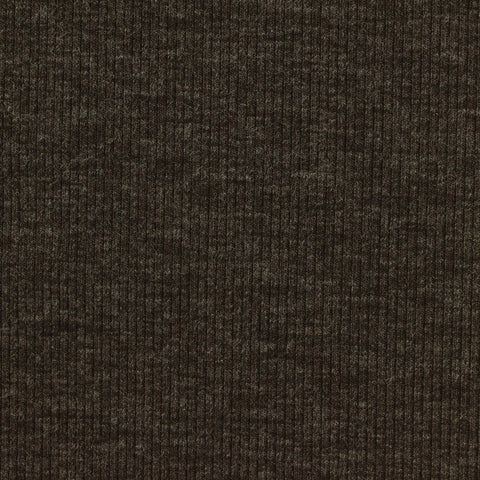 Dark Brown Marl Rib Knit, Poly-Viscose