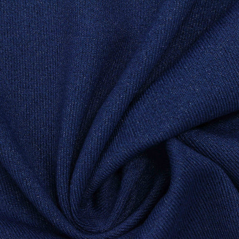 Polyester Viscose Stretch Jersey Knit Fabric, 257 gsm, 150 cm — Navy