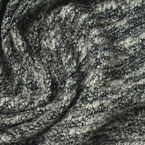 Black Horizontal-Stripe Chunky Knit, Poly-Viscose, 255 gsm