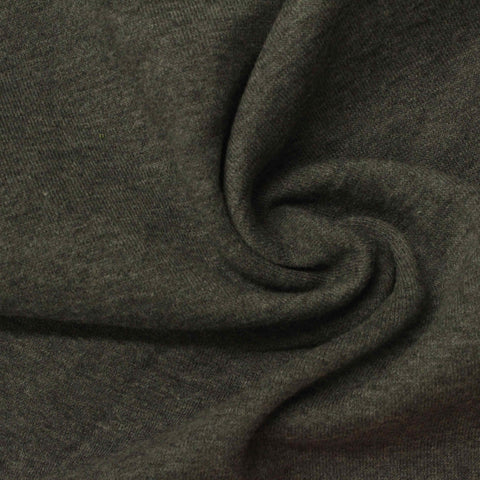 Dark Grey-Green Heathered-Marl French Terry, Poly-Cotton