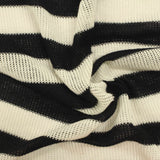 Black Horizontal-Stripe Chunky Knit, Poly-Viscose — photo 2