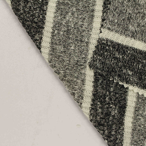 Off-White Horizontal-Stripe Rib Knit, Poly-Viscose, 300 gsm