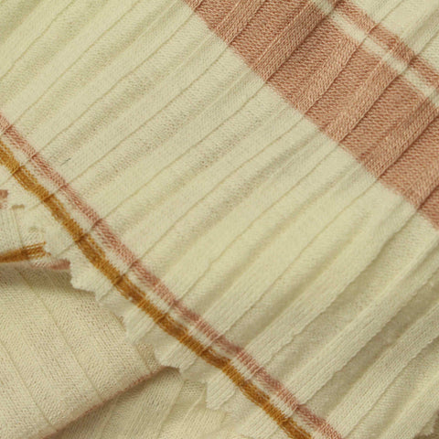 Cream Horizontal-Stripe Rib Knit, Poly-Viscose, 200 gsm