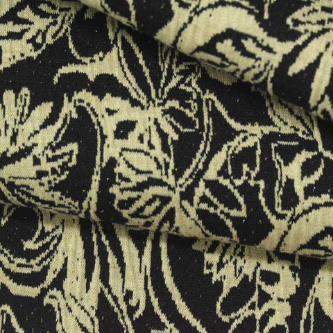 Black Floral Interlock Knit, Poly-Viscose