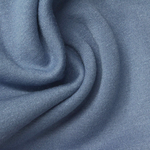 Brushed Polyester Viscose French Terry Fabric, 280 gsm, 180 cm — Blue
