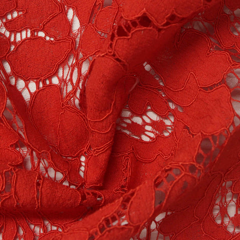 Red Floral Lace, Cotton-Nylon, 170 gsm