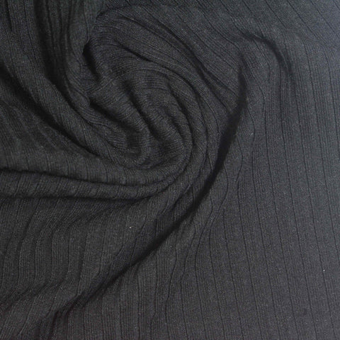 Polyester Viscose Stretch Rib Knit Fabric, 300 gsm, 140 cm — Grey