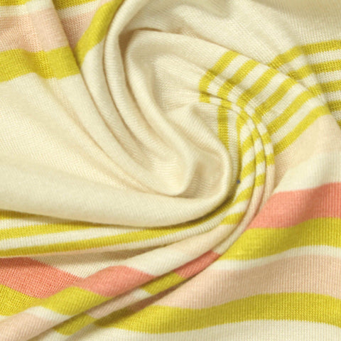 Yellow Horizontal-Stripe Jersey Knit, Viscose