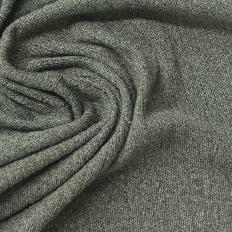 Heathered Grey Marl Rib Knit, Polyester, 190 gsm