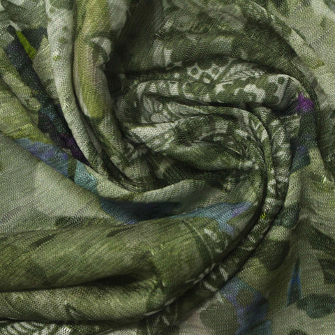 Green Floral Jacquard, Polyester, 110 gsm