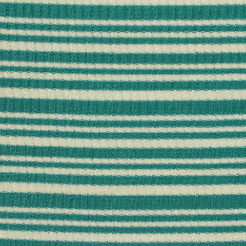 Teal Vertical-Stripe Rib Knit, Poly-Viscose