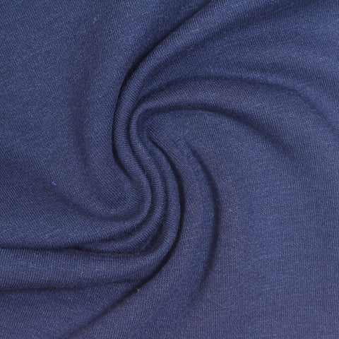 Brushed Polyester Viscose Stretch French Terry Fabric, 285 gsm, 162 cm — Navy
