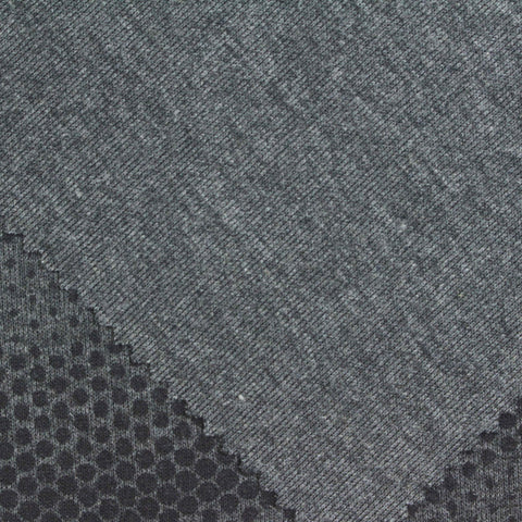 Grey Dot Interlock Knit, Cotton-Poly
