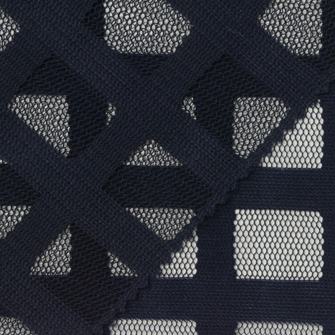100% Polyester Lace Fabric, 110 gsm, 150 cm — Navy
