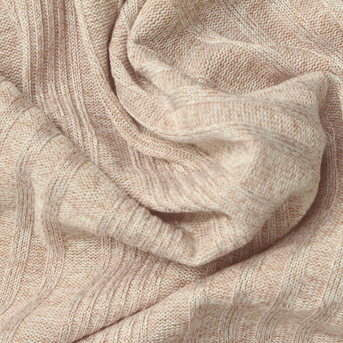 Light Peach Marl Rib Knit, Polyester, 205 gsm