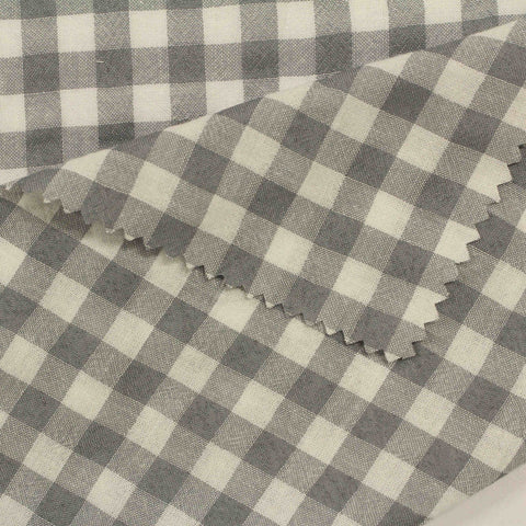 Grey Check Seersucker, Cotton-Poly