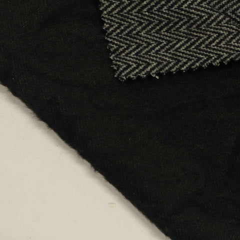Black Herringbone Velvet, Poly-Cotton