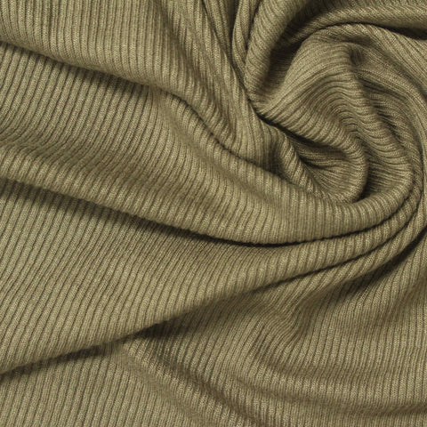 Viscose Stretch Rib Knit Fabric, 270 gsm, 120 cm — Khaki, ref EF-259049