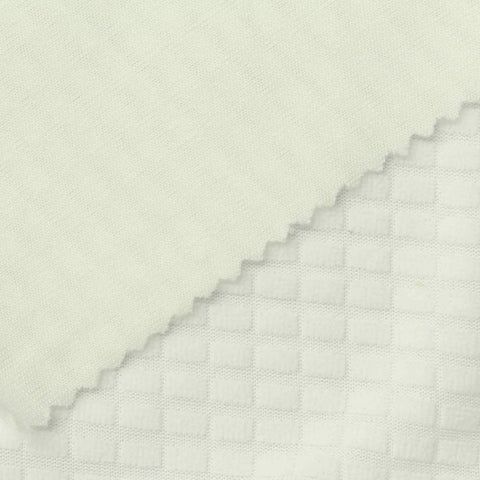 Plaid Polyester Stretch Knit Fabric, 182 gsm, 160 cm — White